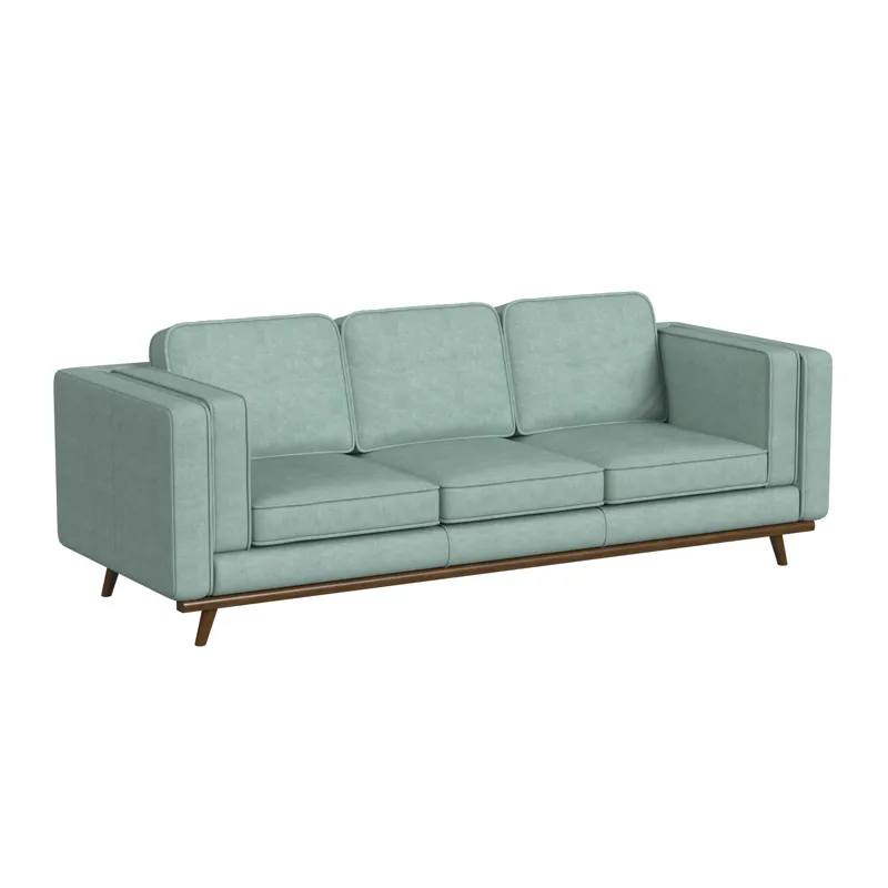 Venus Sofa in Belfast Lagoon with cherry finished wooden front