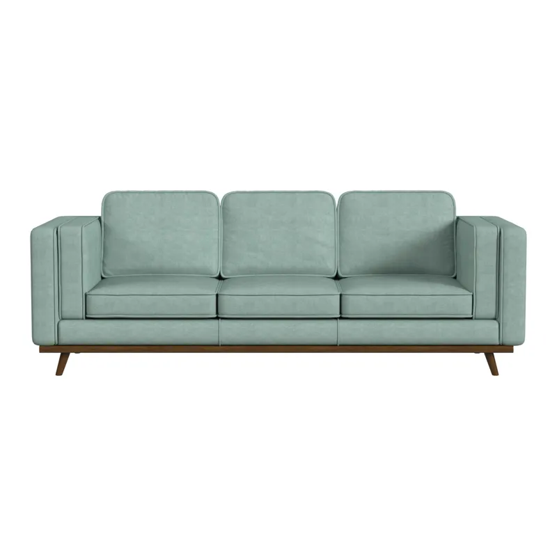 Venus Sofa in Belfast Lagoon with cherry finished wooden front