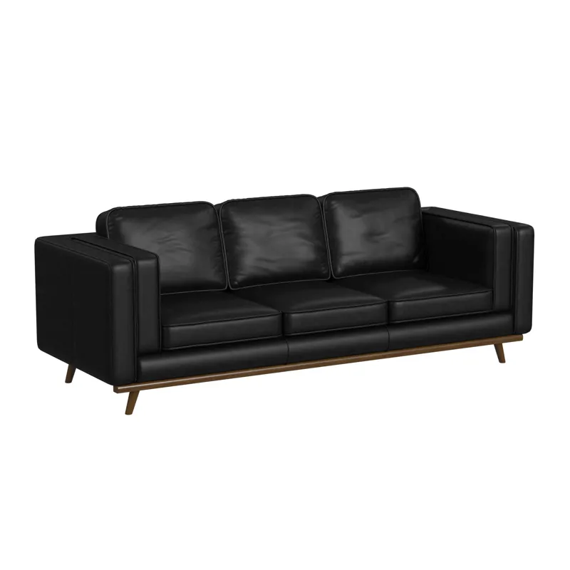 Venus Sofa in Pebble Black with cherry finished wooden front