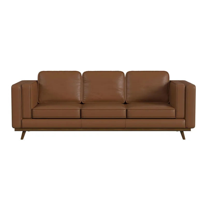Venus Sofa in Pebble Tan with cherry finished wooden front