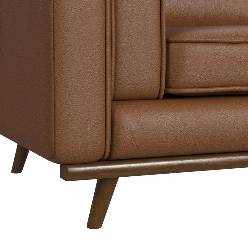 Venus Sofa in Pebble Tan with cherry finished wooden front
