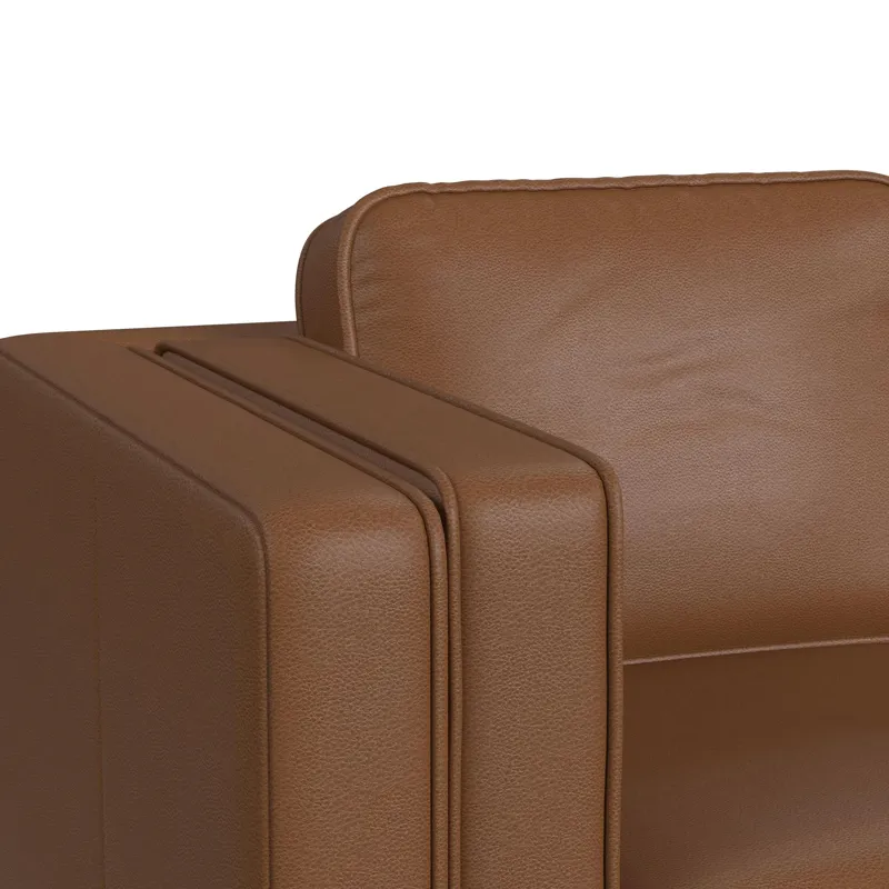 Venus Sofa in Pebble Tan with cherry finished wooden front