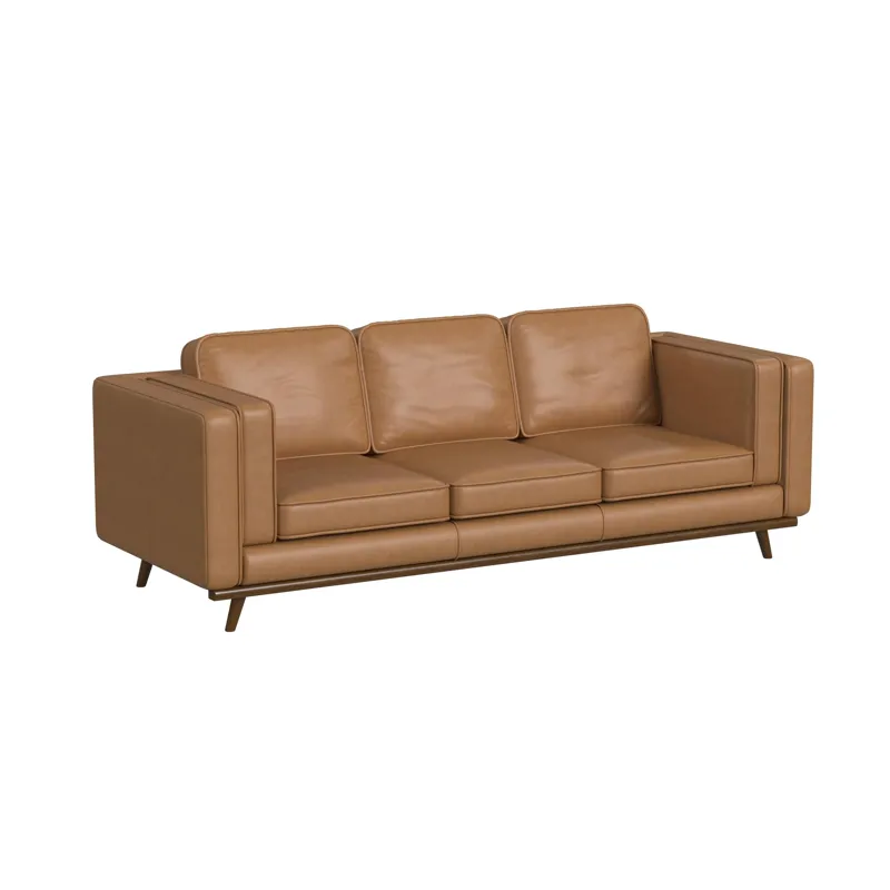 Venus Sofa in Tex Tan with cherry finished wooden front