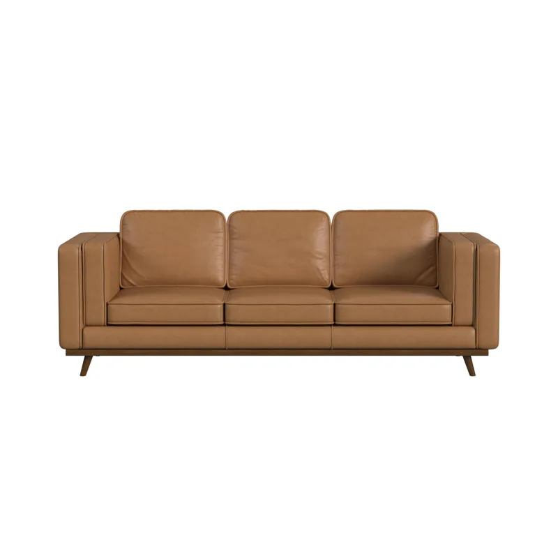 Venus Sofa in Tex Tan with cherry finished wooden front