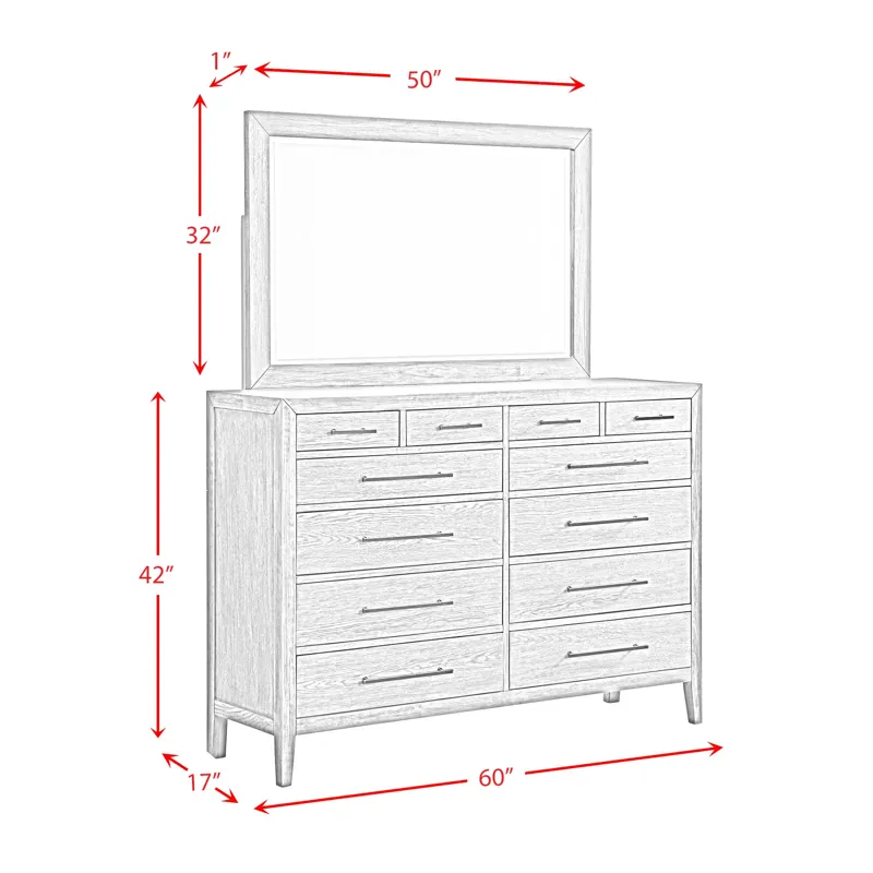 Versailles Contemporary 12-Drawer Dresser & Mirror Set in Black
