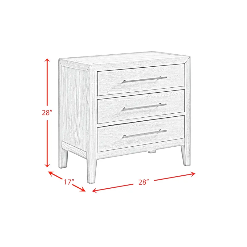 Versailles Contemporary 3-Drawer Nightstand in Black