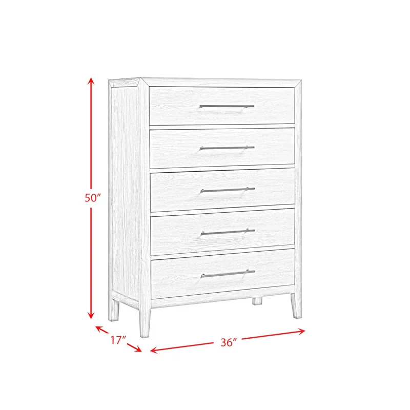 Versailles Contemporary 5-Drawer Chest in Black