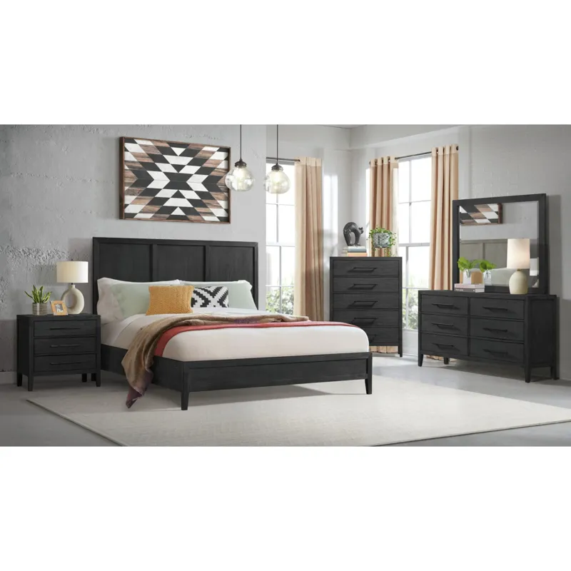 Versailles Contemporary Queen Bed with Low Footboard in Black