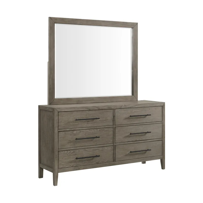 Versailles Contemporary 6-Drawer Dresser & Mirror Set in Grey