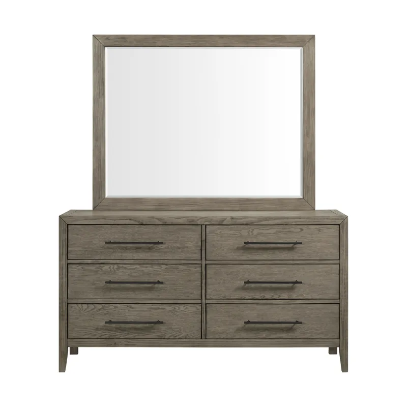 Versailles Contemporary 6-Drawer Dresser & Mirror Set in Grey
