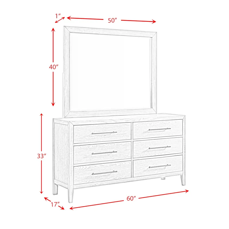 Versailles Contemporary 6-Drawer Dresser & Mirror Set in Black