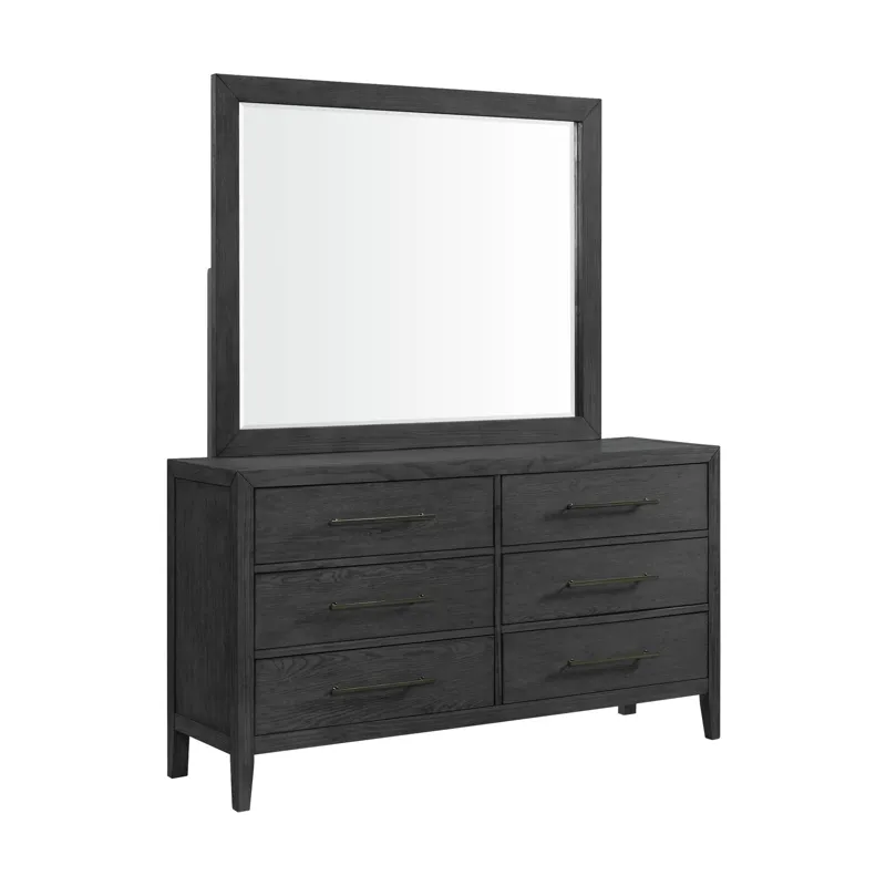 Versailles Contemporary 6-Drawer Dresser & Mirror Set in Black