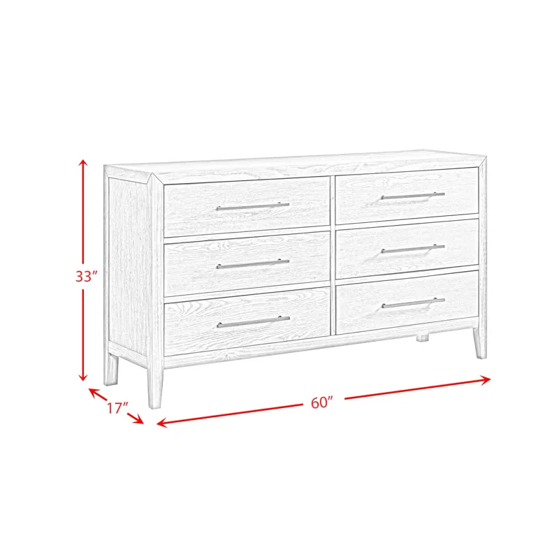 Versailles Contemporary 6-Drawer Dresser in Grey