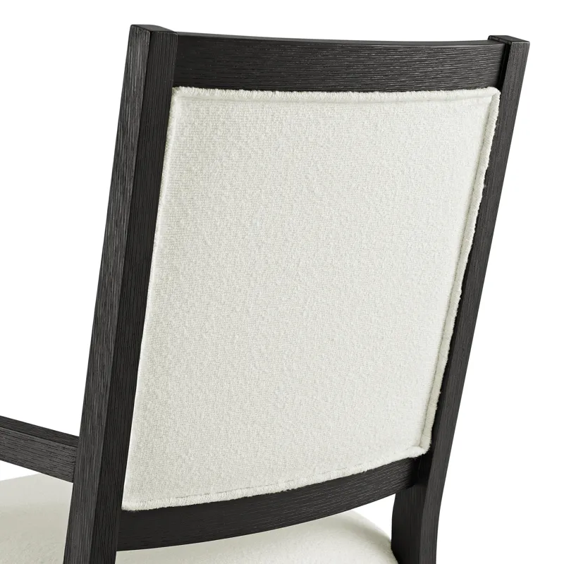 Versailles Contemporary Arm Chair with Boucle White Fabric in Black