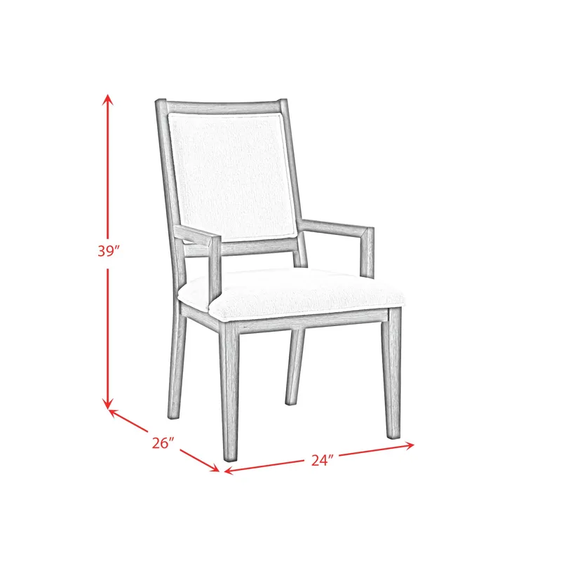 Versailles Contemporary Dining Arm Chair With Boucle White in Grey