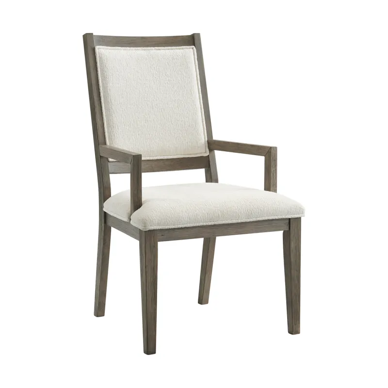 Versailles Contemporary Dining Arm Chair With Boucle White in Grey