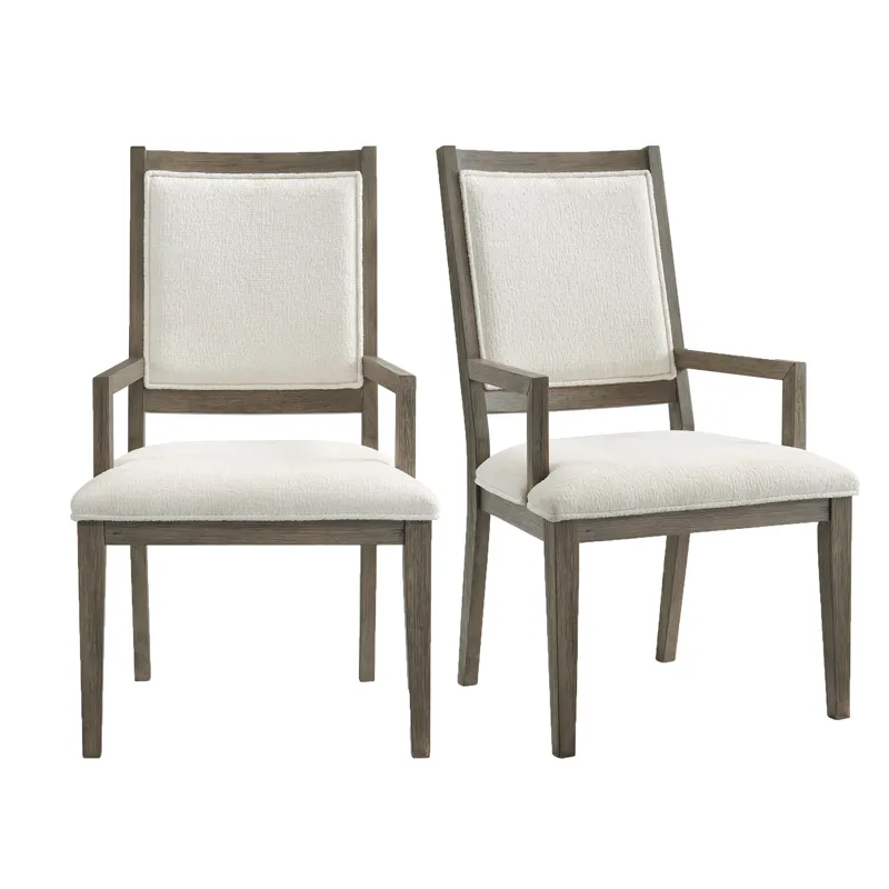 Versailles Contemporary Dining Arm Chair With Boucle White in Grey