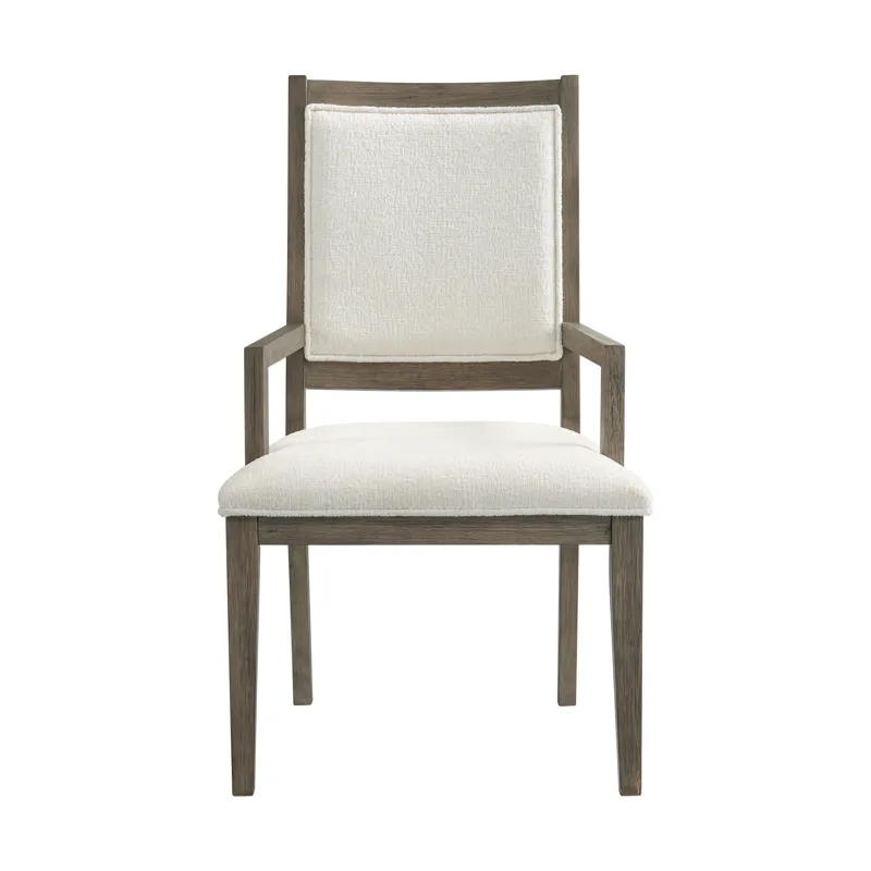 Versailles Contemporary Dining Arm Chair With Boucle White in Grey