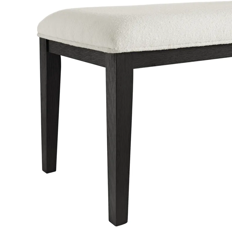 Versailles Contemporary Dining Bench with Boucle White Fabric in Black