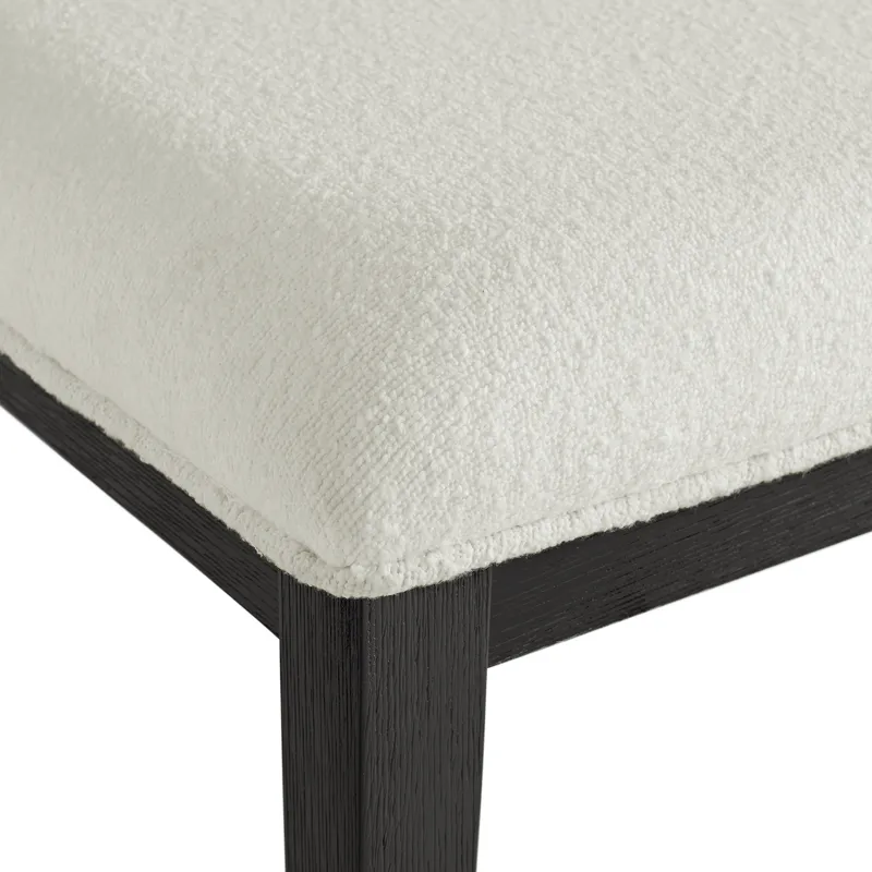 Versailles Contemporary Dining Bench with Boucle White Fabric in Black