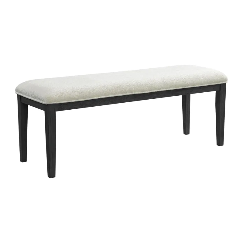 Versailles Contemporary Dining Bench with Boucle White Fabric in Black