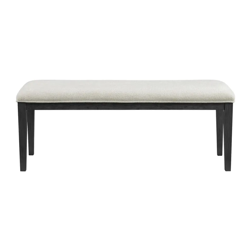 Versailles Contemporary Dining Bench with Boucle White Fabric in Black