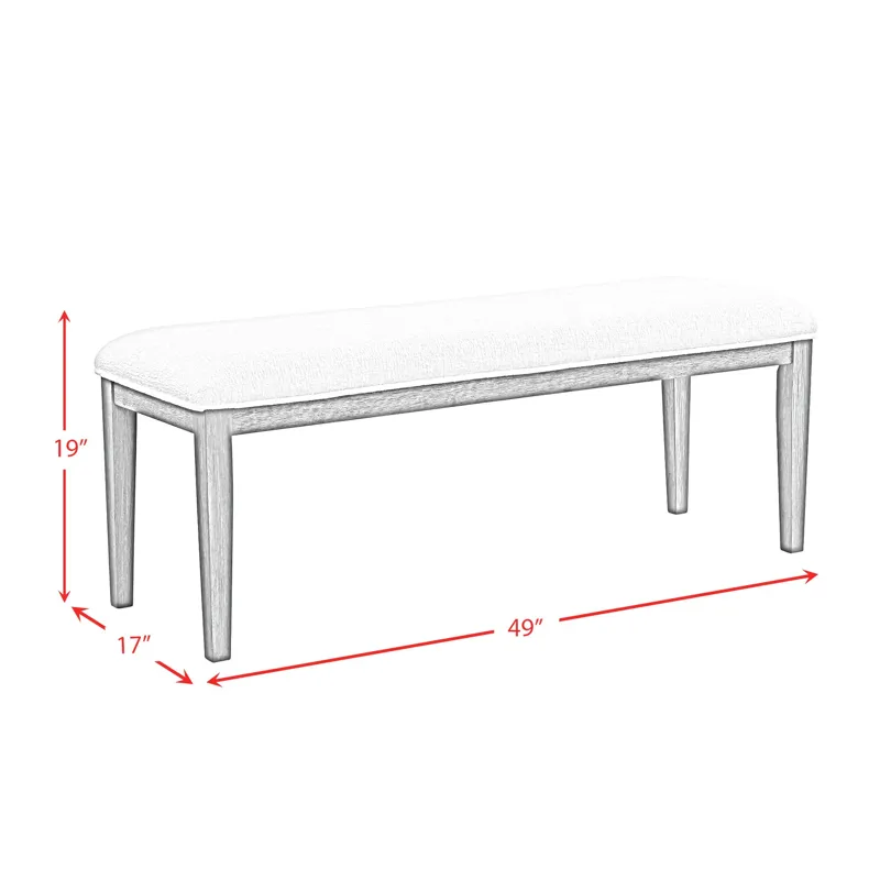 Versailles Contemporary Dining Bench with Boucle White Fabric in Black