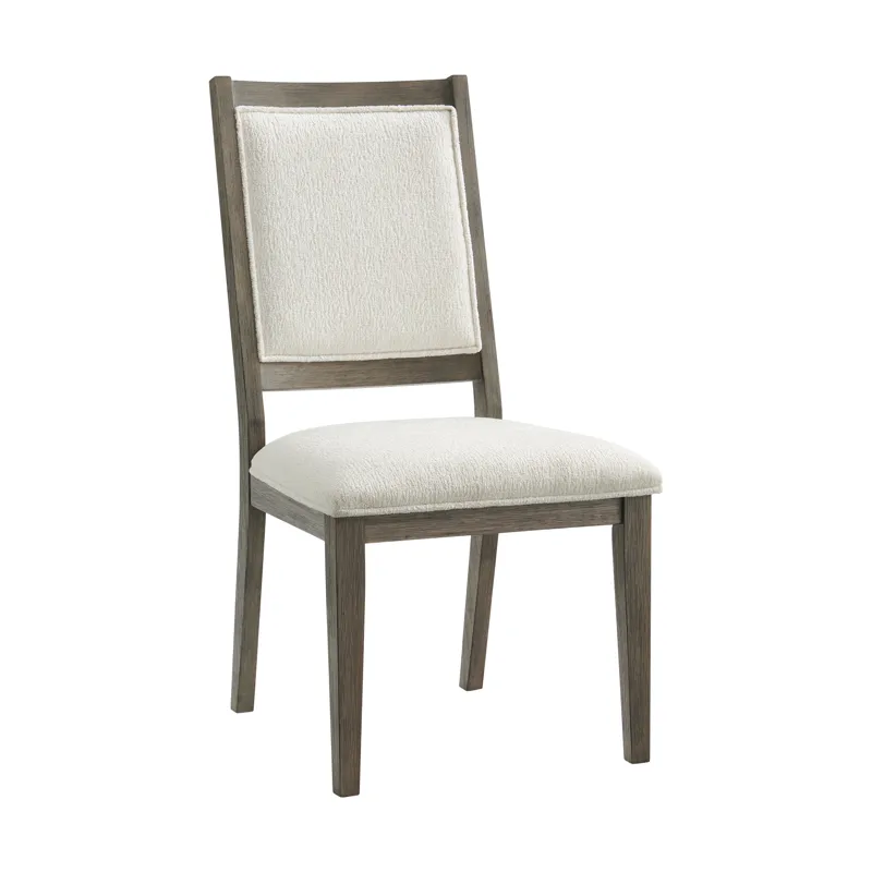 Versailles Contemporary Square Back Dining Chair With Boucle White in Grey