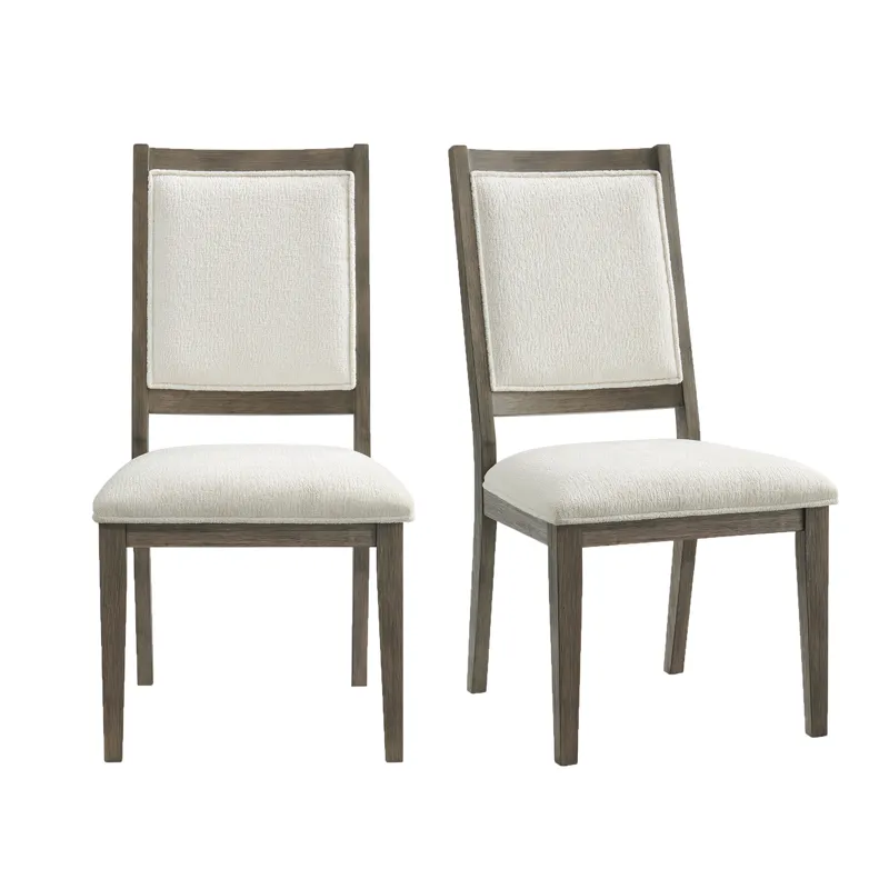 Versailles Contemporary Square Back Dining Chair With Boucle White in Grey