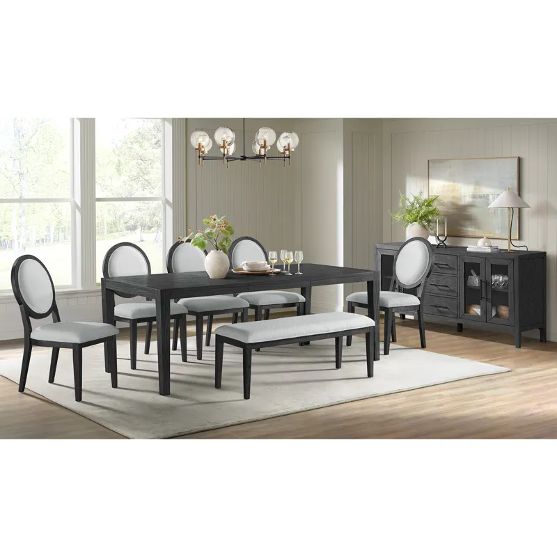 Versailles Contemporary Round Back Dining Chair with Boucle White Fabric in Black