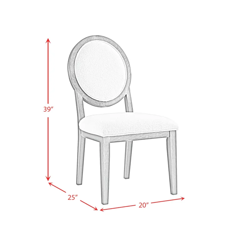 Versailles Contemporary Round Back Dining Chair With Boucle White in Grey