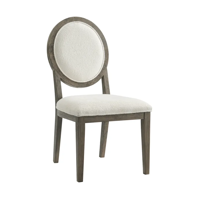 Versailles Contemporary Round Back Dining Chair With Boucle White in Grey