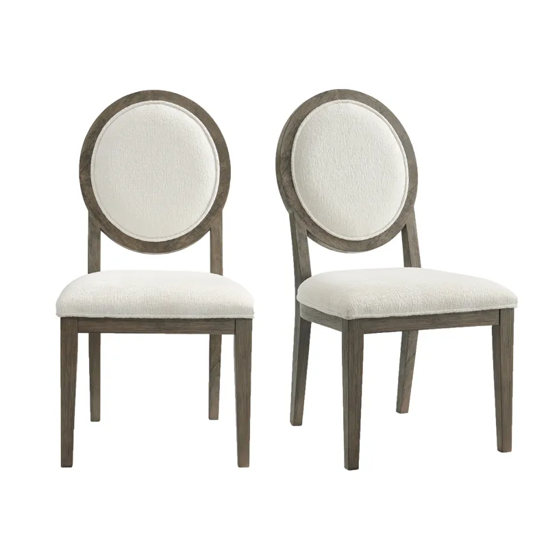 Versailles Contemporary Round Back Dining Chair With Boucle White in Grey