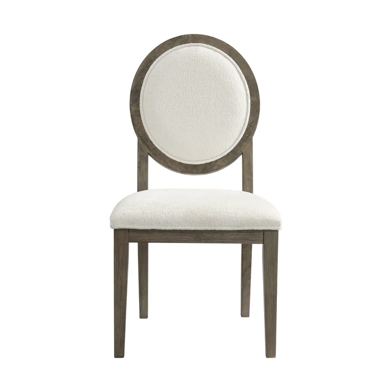 Versailles Contemporary Round Back Dining Chair With Boucle White in Grey