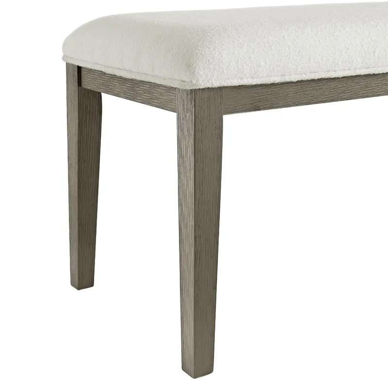 Versailles Contemporary Dining Bench With Boucle White in Grey