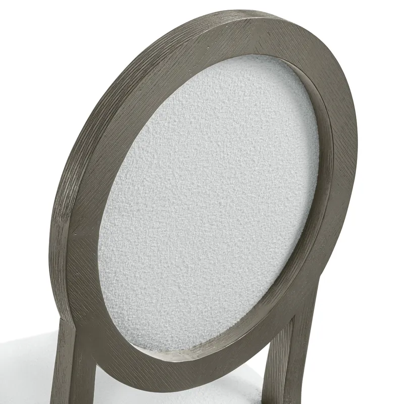 Versailles Contemporary Round Back Dining Chair With Boucle White in Grey
