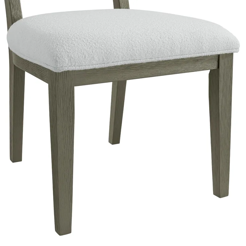 Versailles Contemporary Round Back Dining Chair With Boucle White in Grey