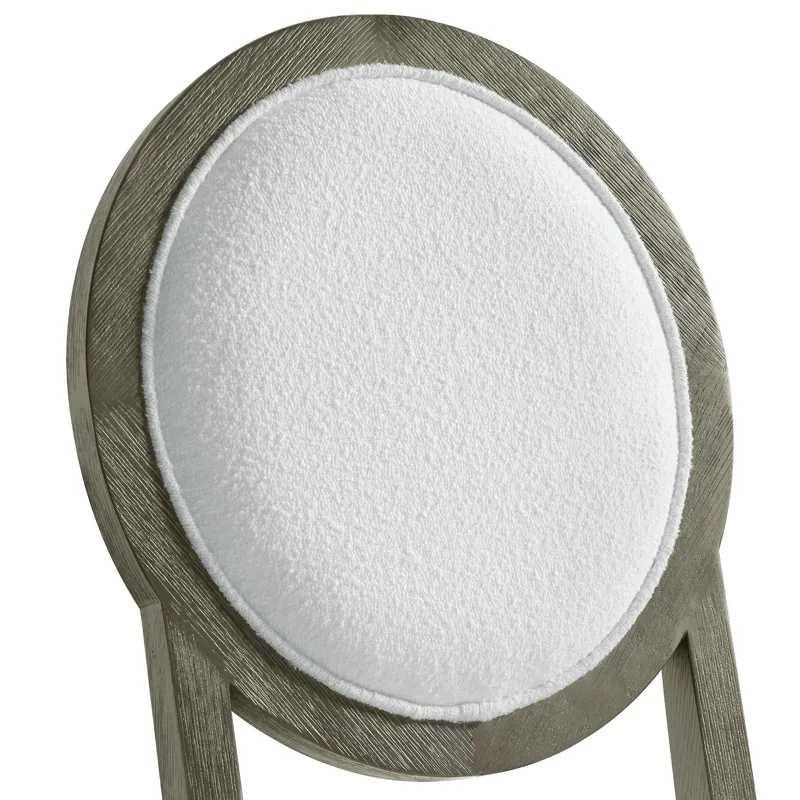 Versailles Contemporary Round Back Dining Chair With Boucle White in Grey