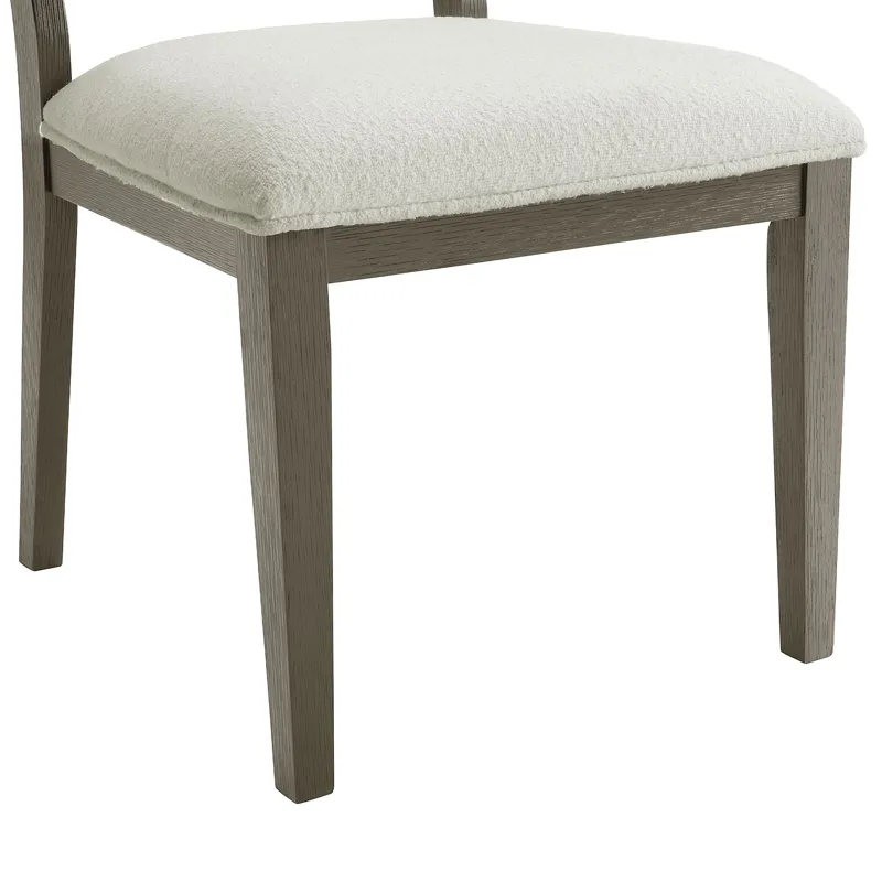 Versailles Contemporary Square Back Dining Chair With Boucle White in Grey