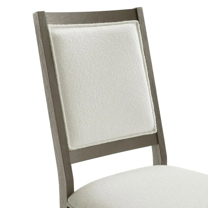 Versailles Contemporary Square Back Dining Chair With Boucle White in Grey