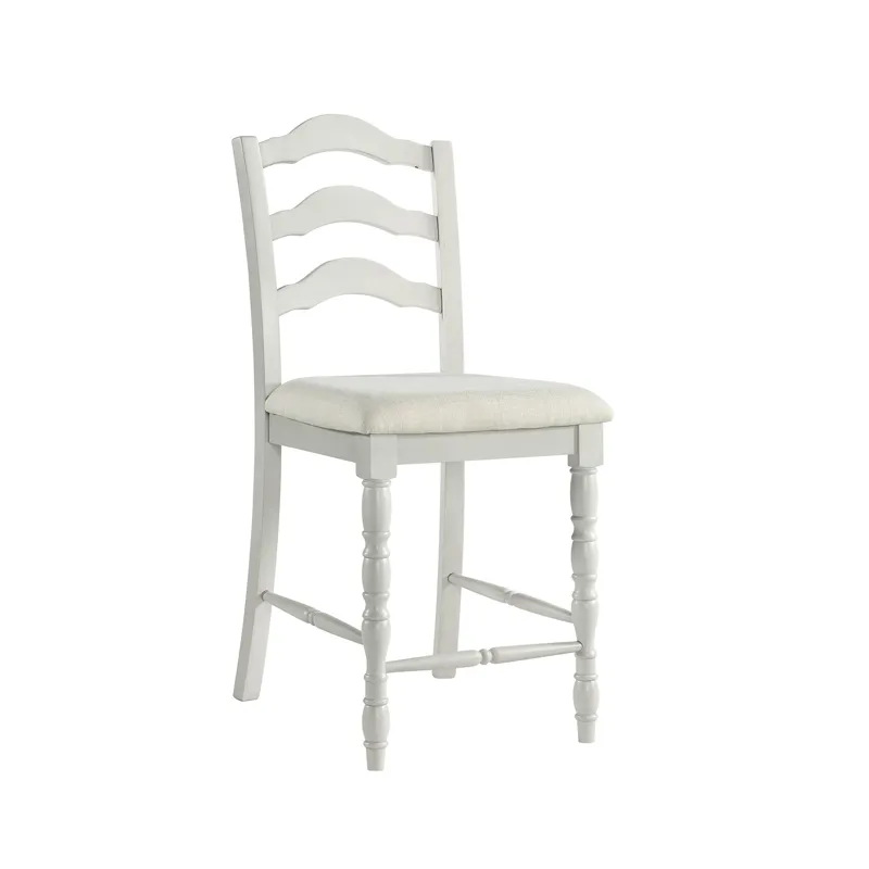 Vesta 5PC Counter Set with Uph Chairs and Brown Top in White