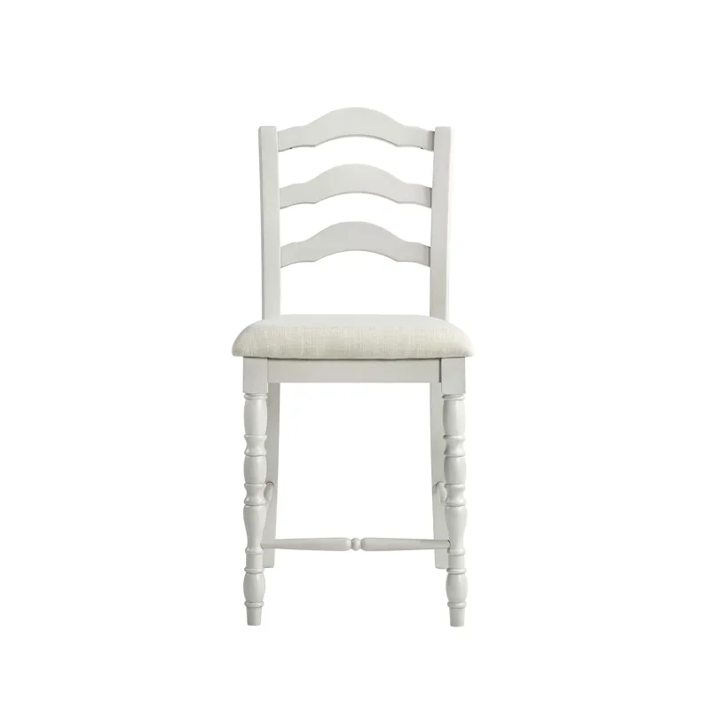 Vesta 5PC Counter Set with Uph Chairs and Brown Top in White