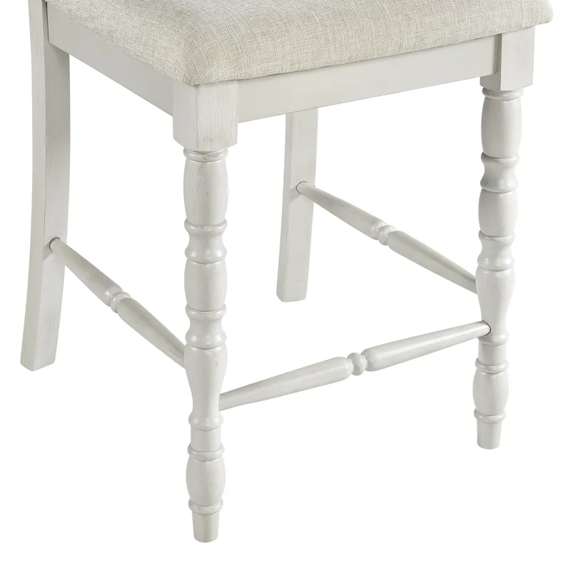Vesta 5PC Counter Set with Uph Chairs and Brown Top in White