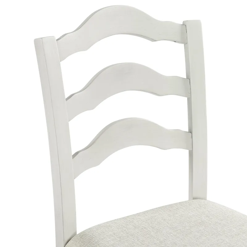 Vesta 5PC Counter Set with Uph Chairs and Brown Top in White