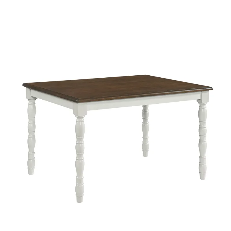 Vesta 5PC Dining Set with Brown Top in White