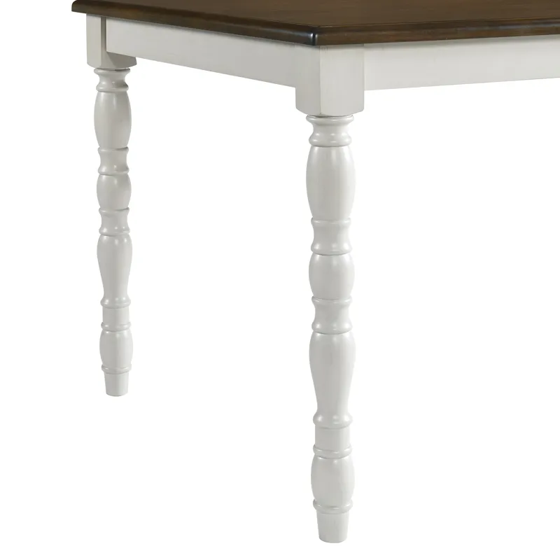 Vesta 5PC Dining Set with Brown Top in White