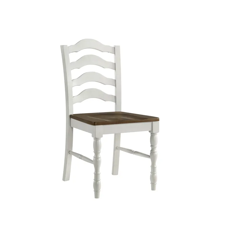 Vesta 5PC Dining Set with Brown Top in White