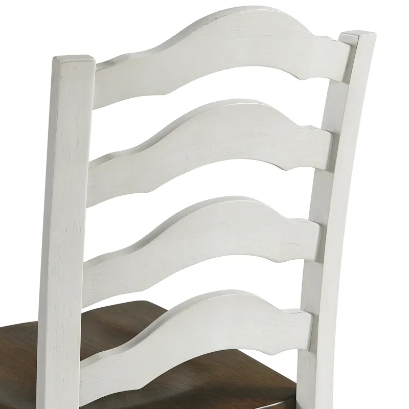 Vesta 5PC Dining Set with Brown Top in White