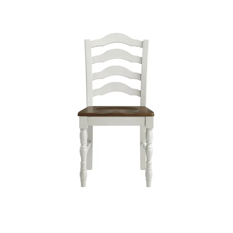 Vesta 5PC Dining Set with Brown Top in White