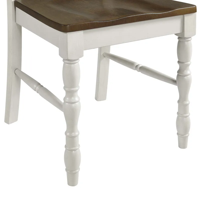 Vesta 5PC Dining Set with Brown Top in White